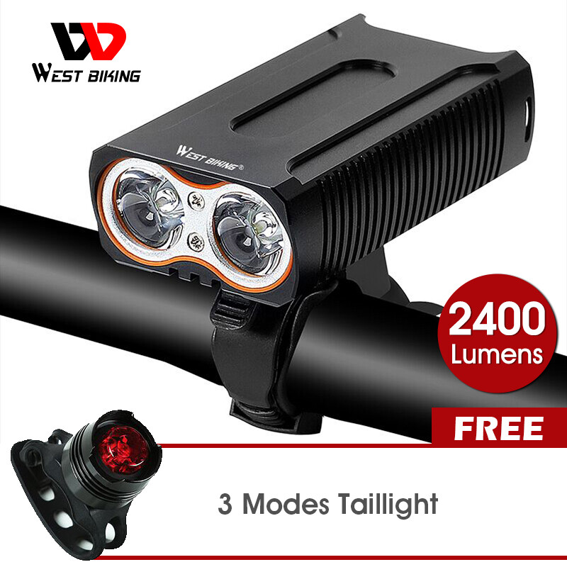 Tây đi xe đạp đèn xe đạp không thấm nước max 2400lm sạc usb 2 t6 led đèn đầu xe đạp đèn đầu xe + miễn phí đèn hậu đèn xe đạp