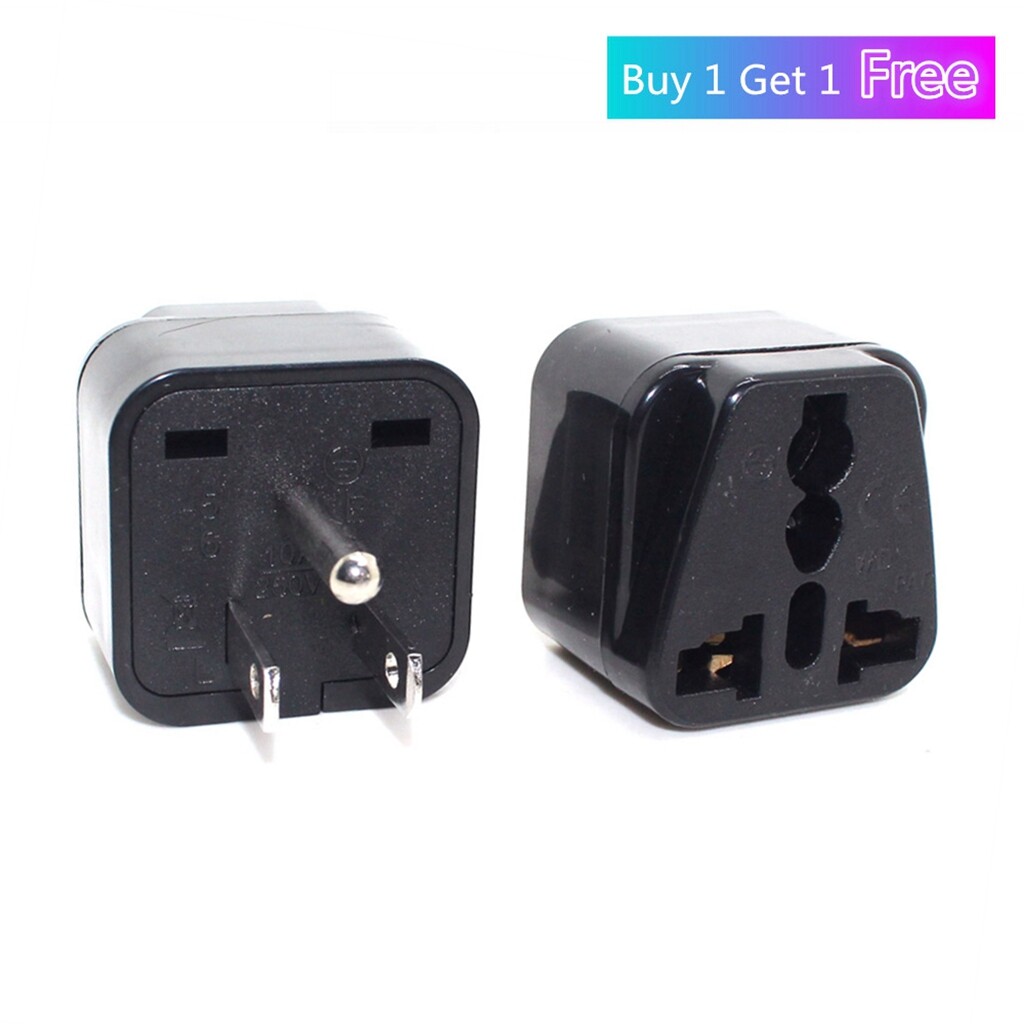 【Mua 1 Tặng 1】 Mỹ Thái Lan Phích Cắm Du Lịch 3pin Loại Bộ Chuyển Đổi B Universal America Nhật Bản Cananda Phích Cắm Điện CE Áp Dụng Chuyển Đổi Ổ Cắm Đen Trắng 10A 250V