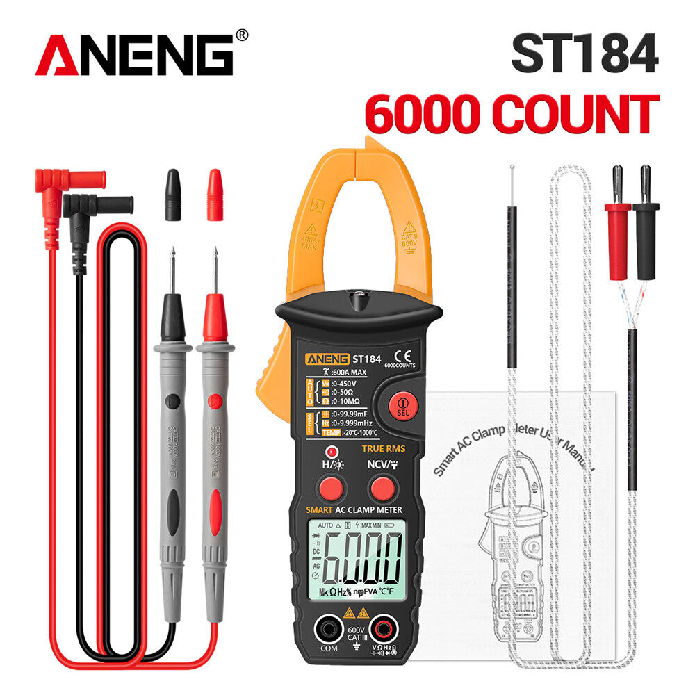 Máy Đo Kẹp Vạn Năng Kỹ Thuật Số ANENG ST184, Máy Đo Điện Áp AC/DC Dòng Điện Xoay Chiều Thật RMS 6000 Đếm
