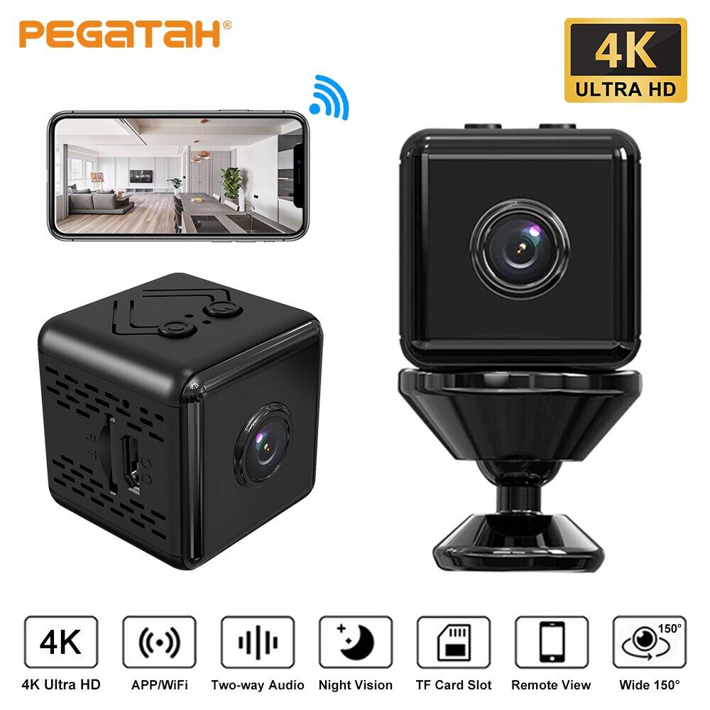 PEGATAH-Mini Câmera , 4K Full HD, Filmadora De Segurança Doméstica, Visão Noturna, Micro Cam, Detecção De Movimento, Vídeo, Monitor Remoto 2023