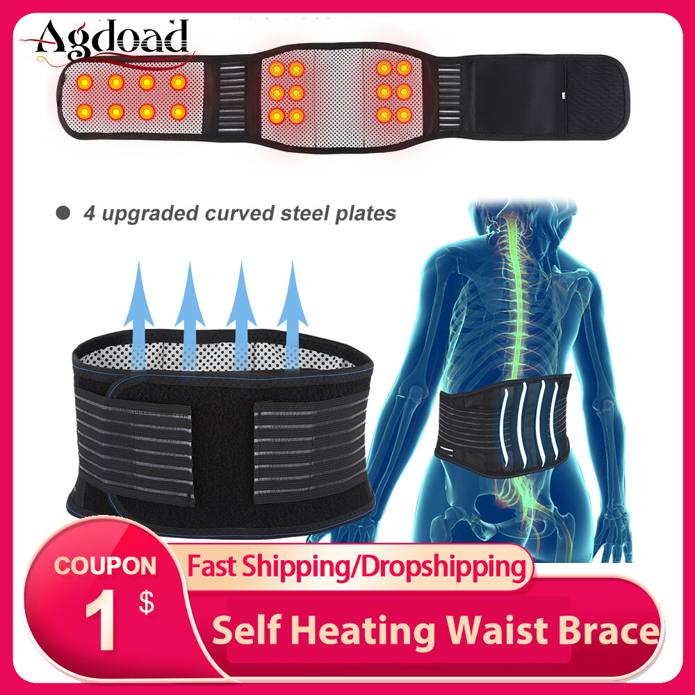 Agdoad Tourmaline Tự sưởi ấm Nẹp thắt lưng Trị liệu từ tính Lưng hỗ trợ Đai thắt lưng Đĩa đệm cột sống Băng thắt lưng