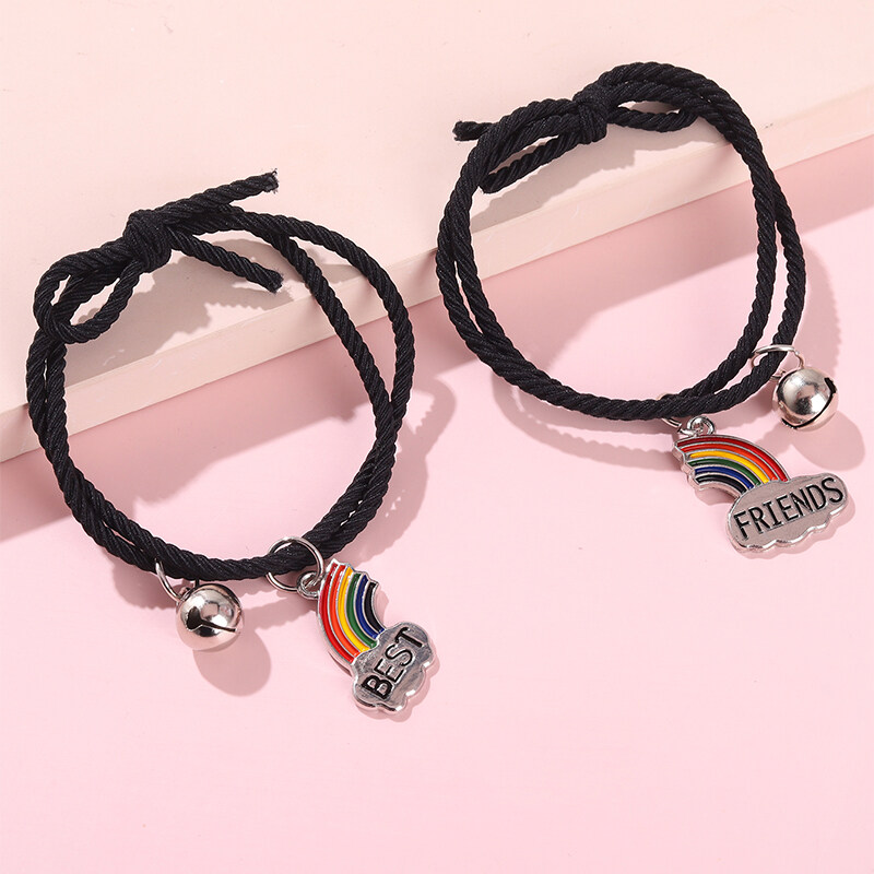 A Pair of Rainbow Pendant Bracelets Best Friend Bracelet Jewelry Gift
