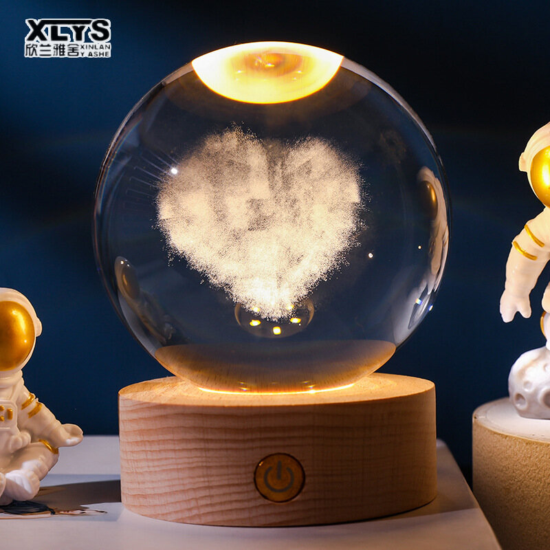 XINLANYASHE Đèn pha lê size 6cm Đèn bi thủy tinh Đèn bàn đèn trang trí phòng ngủ Đèn Ngủ LED 3D Trang Trí Phòng Ngủ Đó là một món quà tốt. đèn ngủ đèn ngủ đèn bàn đèn trang trí phòng đèn ngủ quà tặng sinh nhật, đèn trang trí Đèn ngủ,