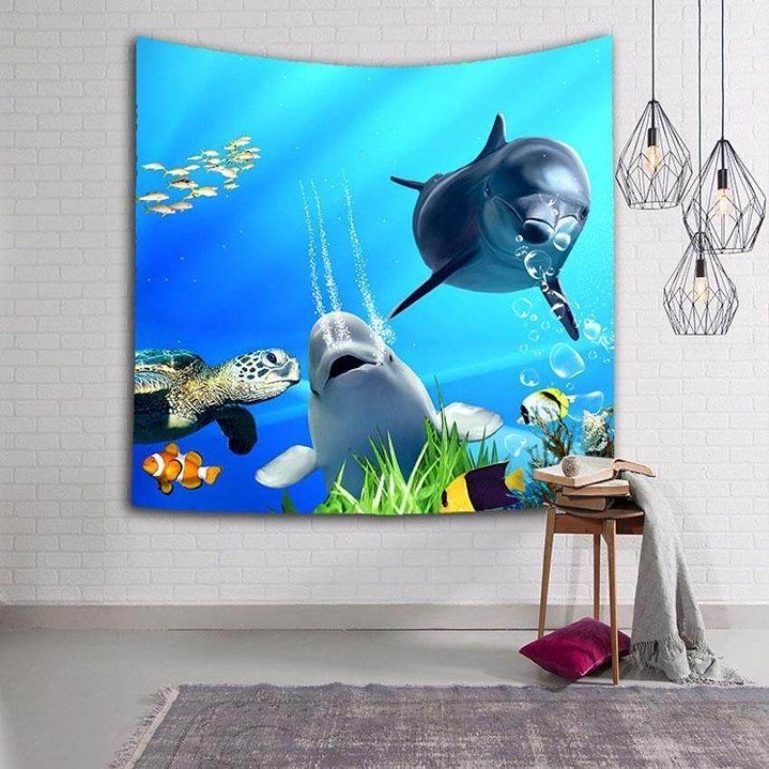 3D Fish Design Wall Tapestry Home Decor Bohemia Tapestriespolyester