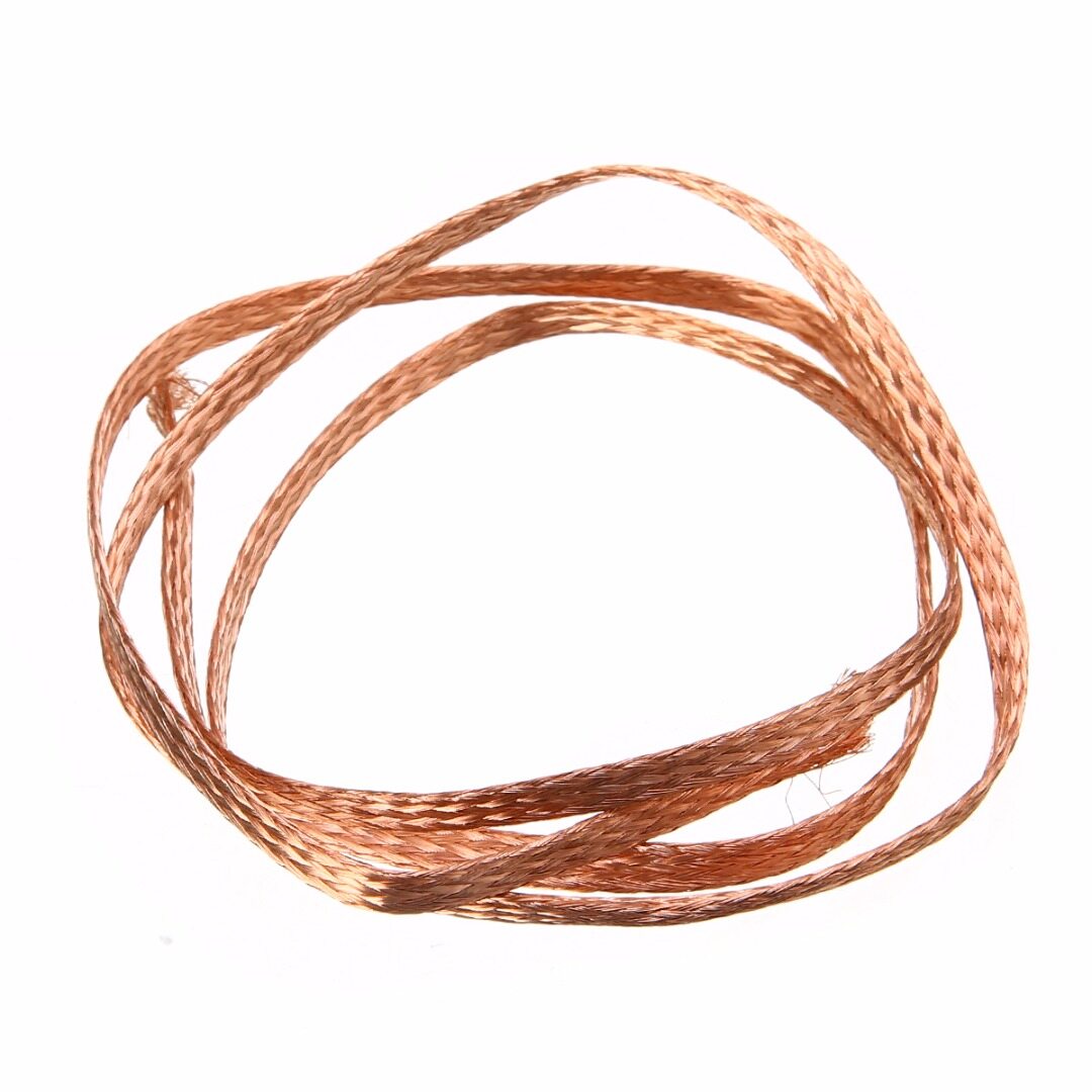Unvug cáp bện đồng nguyên chất phẳng mới 1m 3,3ft 6mm, trần đồng dây braid dẫn xuống đất