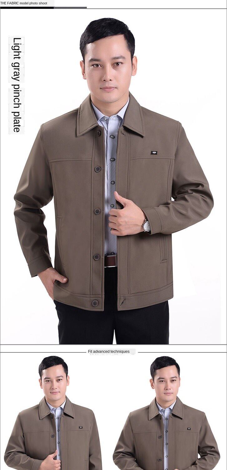 Thick/thin spring middle-aged men's jacket casual jacket coat middle-aged and elderly men's gown dad outfit