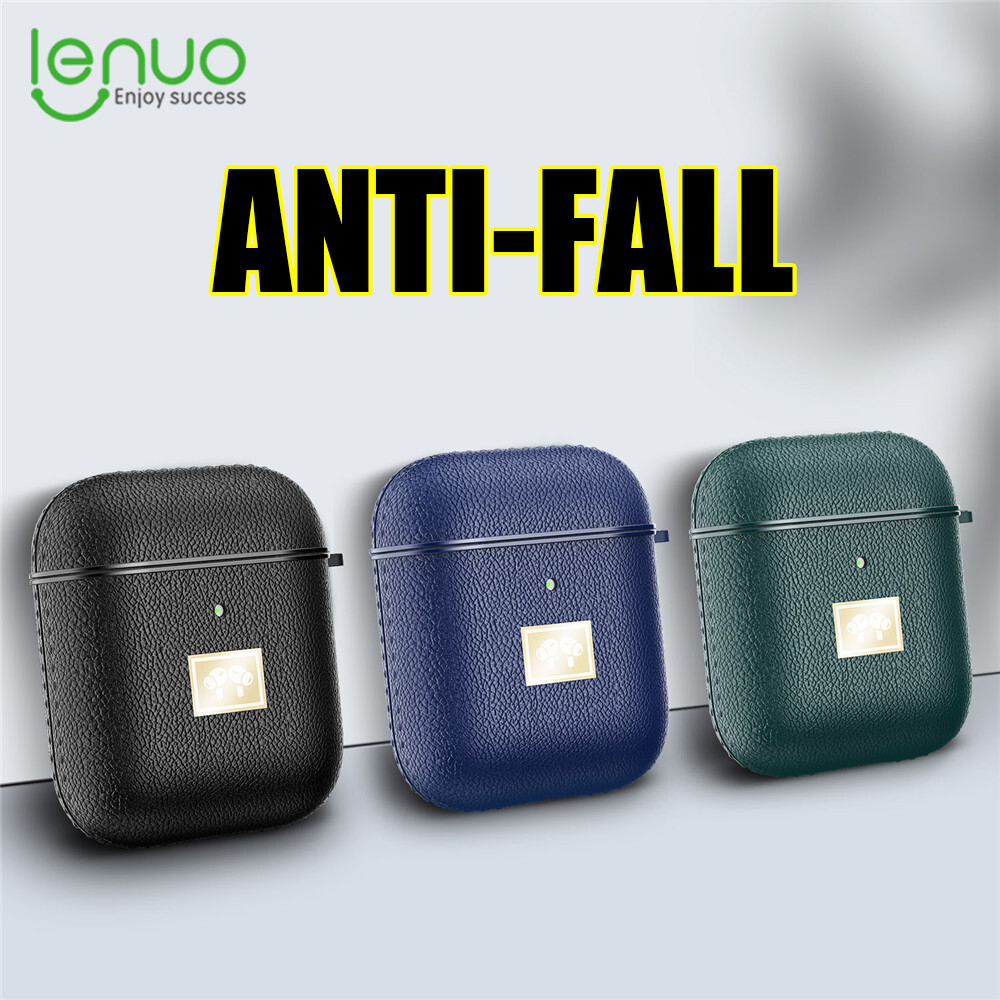 Lenuo Luxury Anti-Fall Soft TPU Case For AirPods 1 2 Cases Dermatoglyph Full Protection Cover For AirPods 1 2 Wireless Bluetooth Headphone Casing ราคา 86 บาท*ส่งฟรี