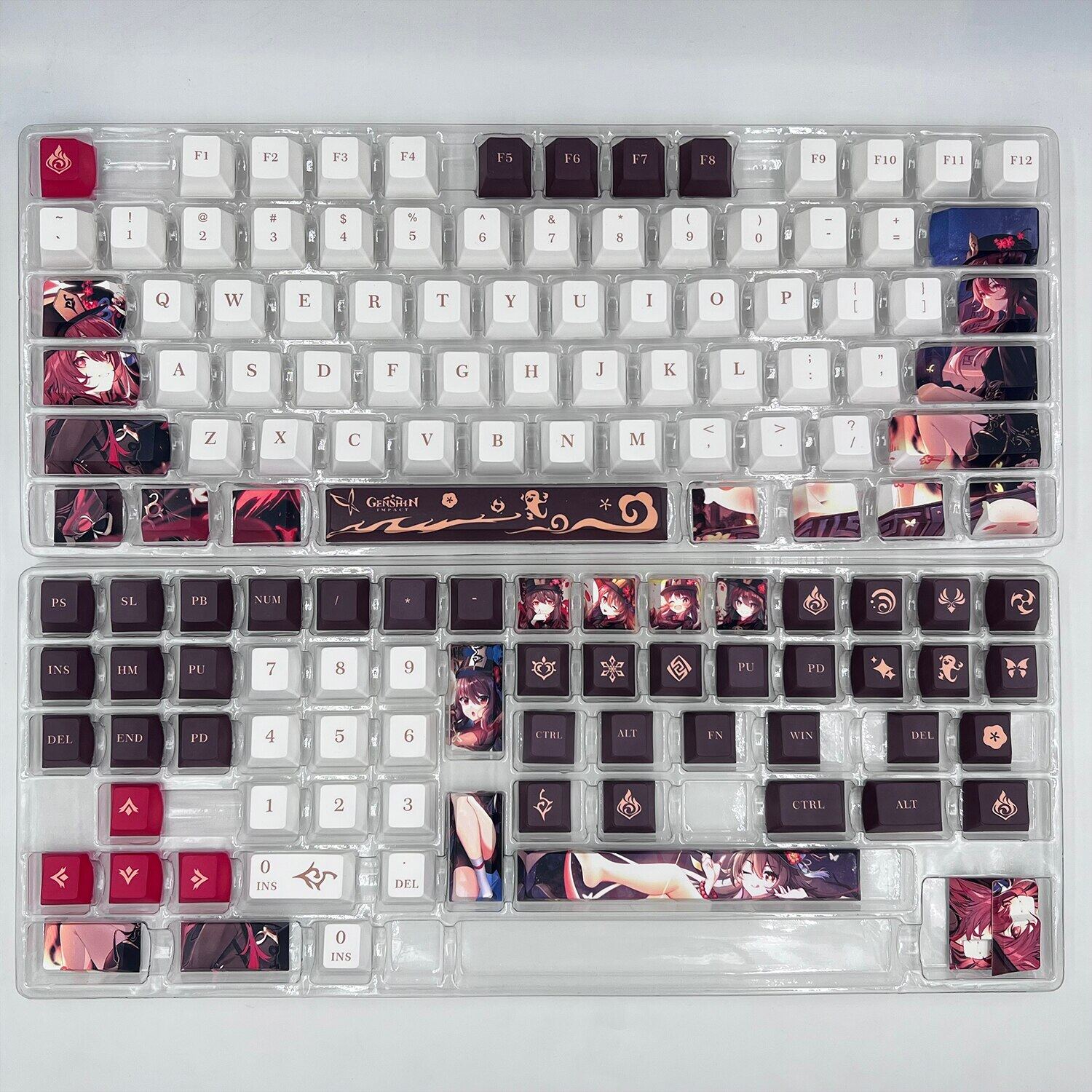 136 phím Trọn bộ nhỏ của genshin tác động hutao trò chơi keycap PBT thăng hoa anh đào hồ sơ Bàn Phím Cơ cap