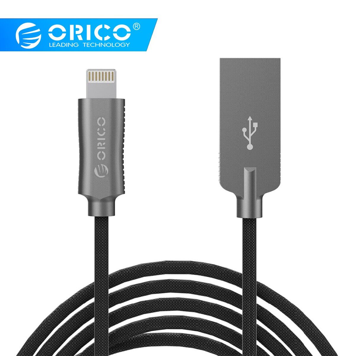 ORICO Hợp kim kẽm chiếu sáng để Cáp USB cho iPhone iPad iPod 2.4A USB2.0 sạc dây đồng bộ dữ liệu cho