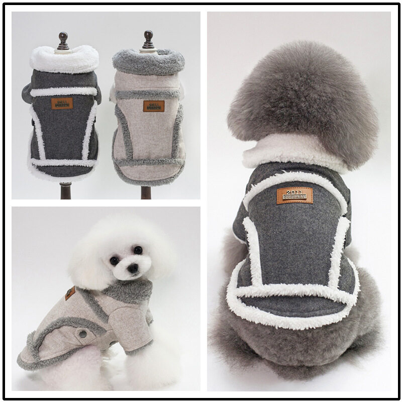 DY Loving Dog Clothes Europe Style Gentlemanlike Winter Keep Warm Thick Coat with Fleece Collar Cardigan Jacket for Pet Dog Cat Shih tzu within 9kg