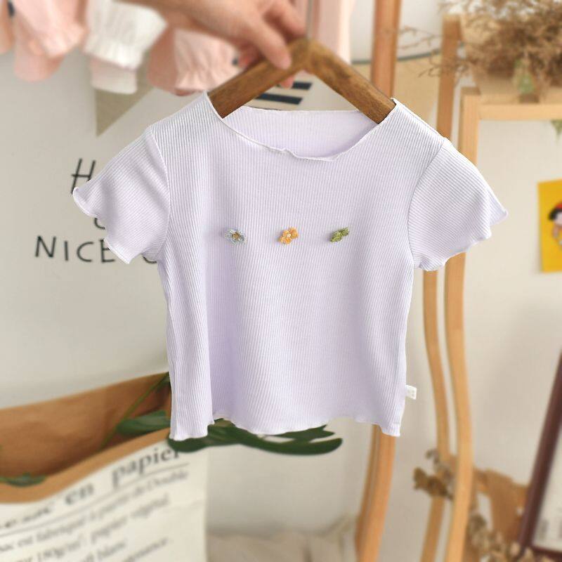 Girls' Short Sleeved Summer New Fashion Casual Bottom Shirt Loose Sweetheart Ice Silk T-shirt Children's Temperament Top - 2