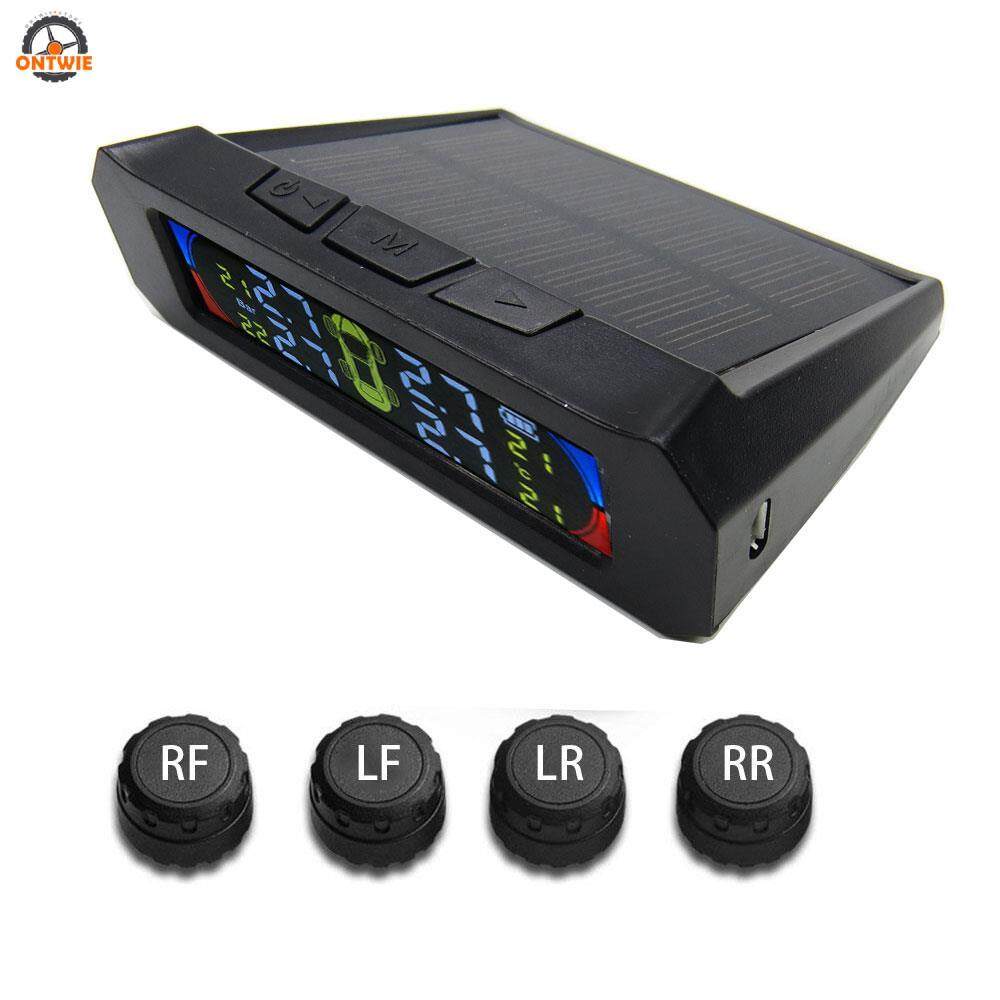 Ontwie รถยางการตรวจสอบ LCD สีดำการตรวจสอบแรงดันยางรถยนต์ระบบ TPMS ป้องกันการระเบิดความดันยางนาฬิกาปลุกปลุกอุณหภูมิสูงพลังงานแสงอาทิตย์พลังงานต่ำการตรวจสอบอัจฉริยะ