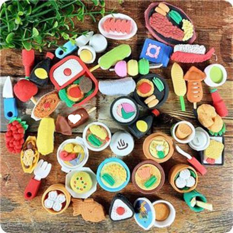 [Document supplies] Rubber Child Eraser Student Creativity Snack Food Pasta Food Detachable Student Award