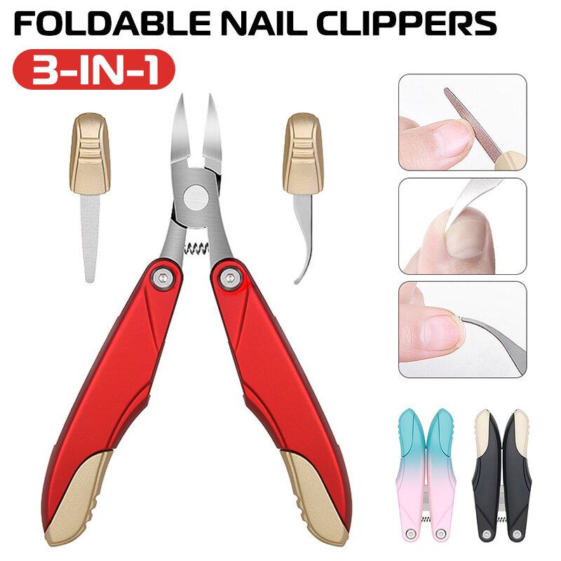 Generic Upgraded 3in1 Foldable Toe Nail Clippers Nail File For Thick