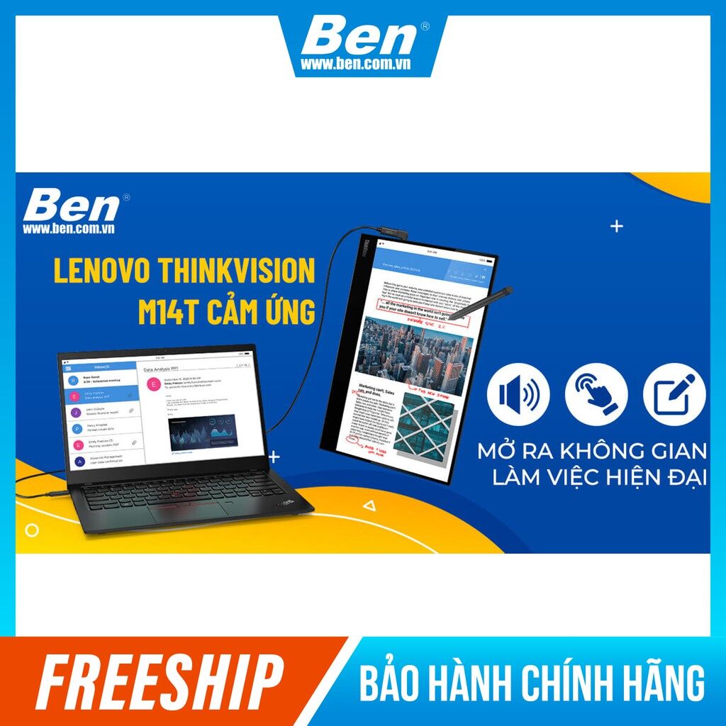 Màn hình lenovo thinkvision m14t 14-inch fhd wled backlit lcd monitor 62a3uar1ww - màn hình di động bh 36t