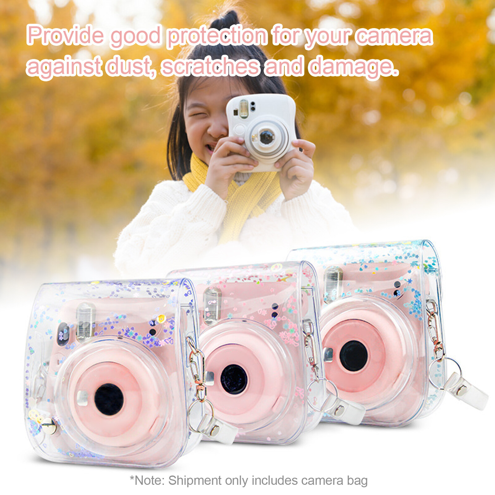 กระเป๋าใส่กล้องโพลารอยด์ใสแบบพกพา,กระเป๋าพกพากันฝุ่นสำหรับกล้องโพลารอยด์ขนาดเล็ก11/9/8เหมาะสำหรับโพลารอยด์ Mini11/9/8กระเป๋ากล้อง Pvc ใสอเนกประสงค์กระเป๋าใส่ของสำหรับถ่ายภาพถุงทรายดูด