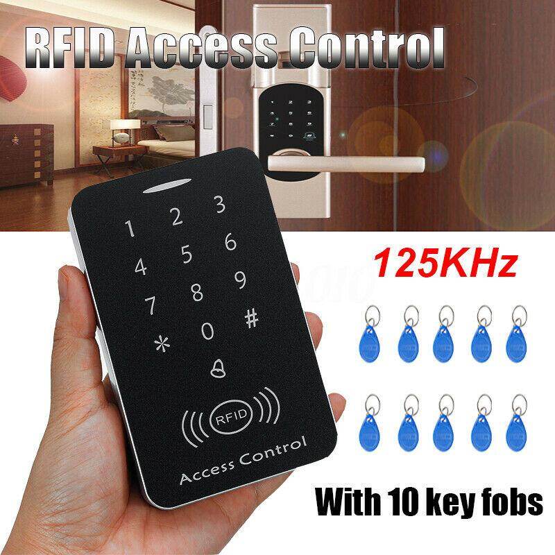 Hệ thống kiểm soát truy cập rfid 125khz khóa cửa mật khẩu thẻ id an ninh, 10 keyfobs