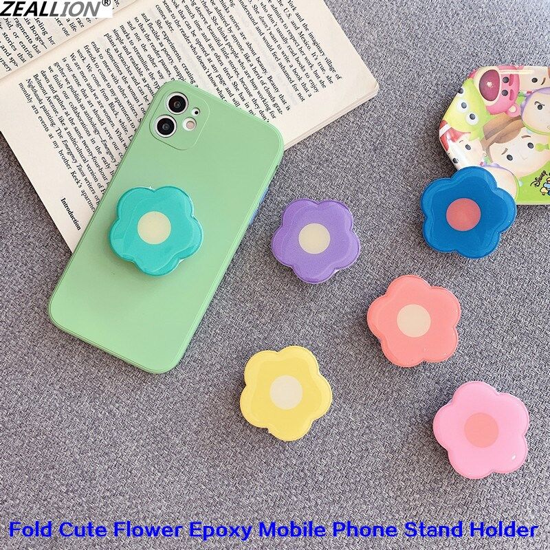 Zeallion Universal Fold Cute Flower Epoxy Mobile Phone Holder Silicone