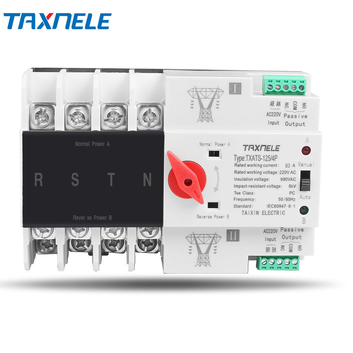 Online MCB Type Dual Power Automatic Transfer Switch 2P 63A 100A ATS