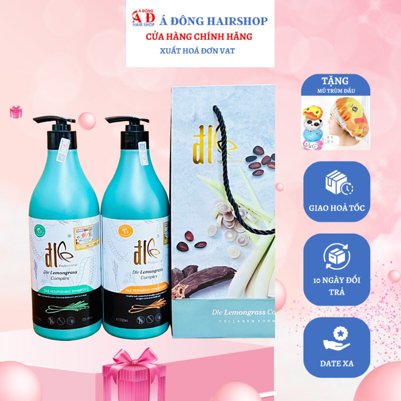 Dầu gội xả thảo dược tinh chất bồ kết, sả chanh ĐL DLE Lemongrass 750ML phục hồi chống rụng kích mọc tóc