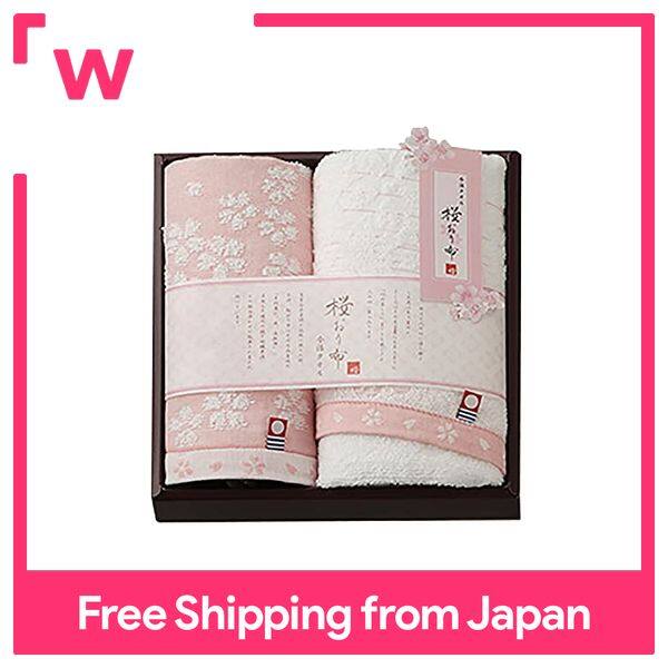 IMABARI Sakura Cherry Blossom Towels Set Wooden Box 100% Cotton - Made in  Japan 