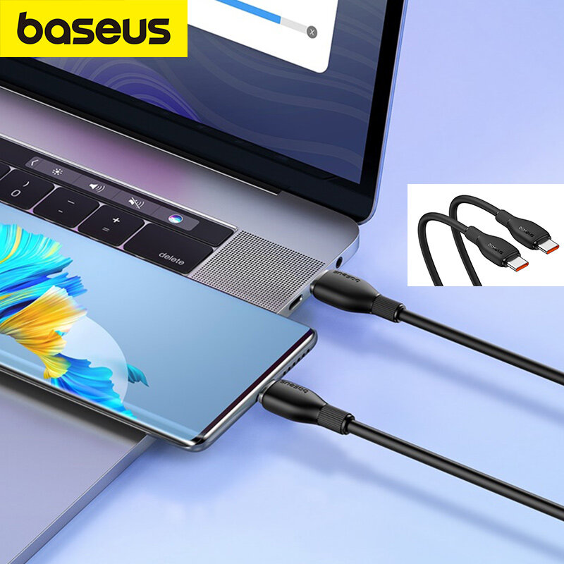 Baseus PD 100W cáp để Loại C Cáp sạc nhanh cho Samsung Xiaomi Huawei Mac-Cuốn Sách dữ liệu dây TPE sạc cáp mềm