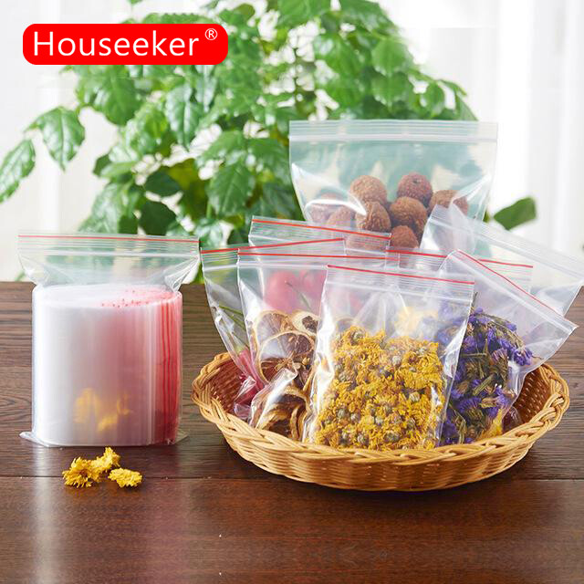 Houseeker 100 chiếc túi nhựa poly có dây kéo miệng - intl