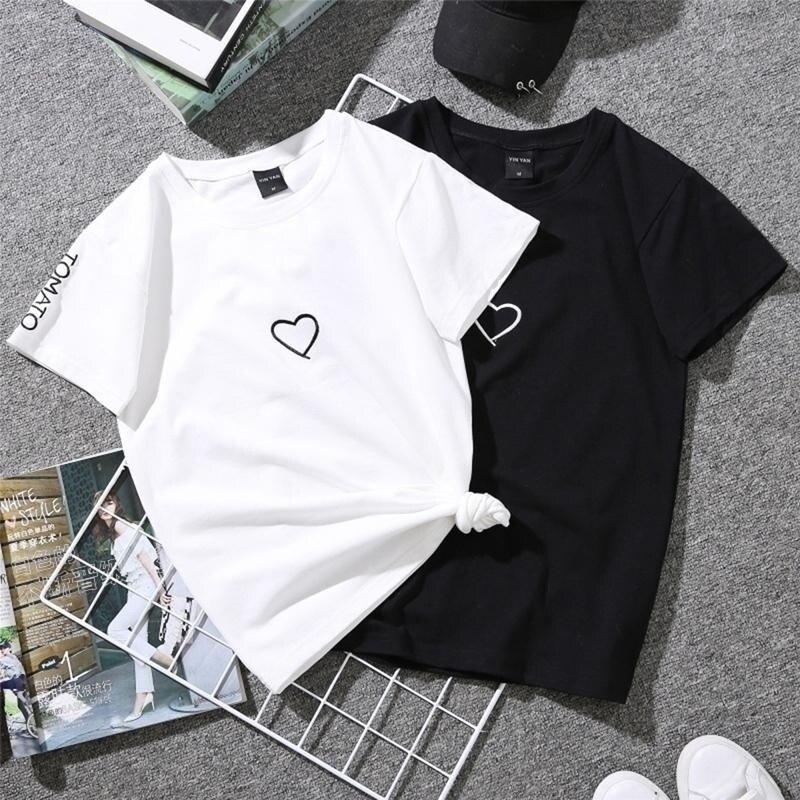 Mode Shop Áo Thun Thời Trang Áo Thun Nữ Họa Tiết Tình Yêu Cử ChỉÁo Thun Nữ Mùa Hè In Hình Trái Tim Áo Thun Hàn QuốcPhụ Nữ