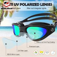 Polarized Anti-fog Anti-UV Waterproof Clear View Goggles Adjustable Soft Nose Men and Women Swimming Goggles for Adults and Teenagers