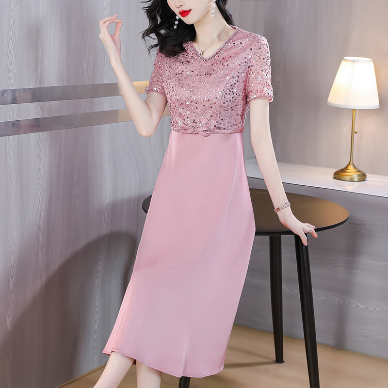 2023 váy mới của mẹ qipao thanh niên cao cấp váy cưới của mẹ Mùa Xuân/ĐẦM MÙA HÈ
