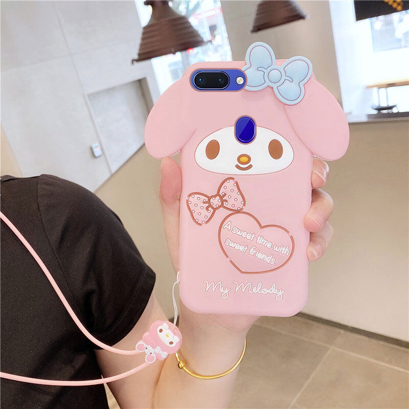 Dành Cho Ốp OPPO A5S Hình Thỏ Hồng Xinh Đẹp Nơ Dễ Thương Hoạt Hình Đáng Yêu （ Không Bao Gồm Dây Buộc, Ốp Silicon Mềm Ốp Cho OPPO A12 / A7 F9