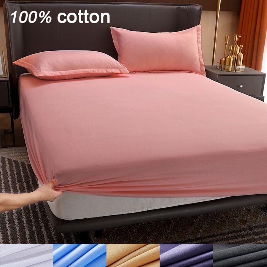 Ga Bọc Nệm 100% Cotton Có Dây Chun Ga Chống Trượt Thấm Khí Cho Giường Cỡ King Đôi Đơn Chống Kéo