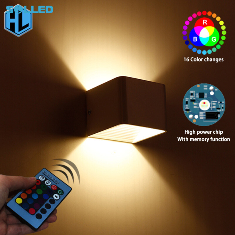 SOLLED Indoor 3W RGB Led Wall Lamp Bedroom Bedside Cube Night Lights