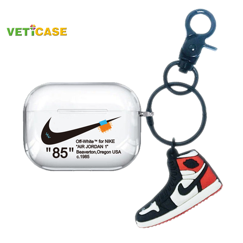 Giày Với Keychain 85 Mặt Dây Chuyền Tai Nghe Trường Hợp Đối Với Apple Airpod Pro Airpods 1 2 3 New Pro2 vỏ mềm Silicone Headphone AirPods Vỏ Phụ kiện bảo vệ AirPod Đen Trắng Đỏ