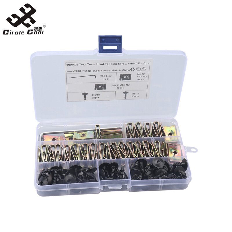Vòng tròn mát mẻ 100pcs thép Chắn Bùn Xe ô tô vít với clip Chìa vặn đai ốc n90775001 n90648702【cod】