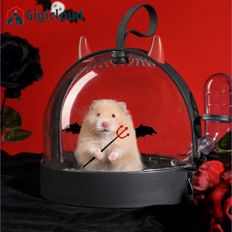 Gigicloud Hamster Xách Tay Trong Suốt Lồng Với tay cầm Silicone 180 Độ
