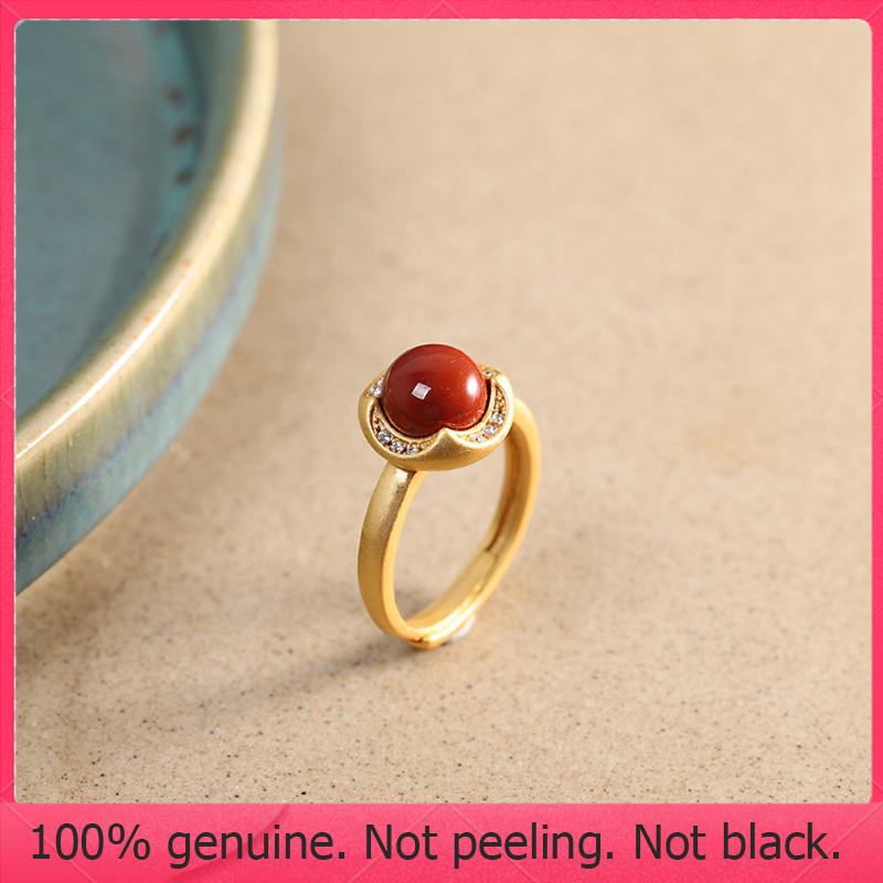 Rl-nhẫn ruby tinh tế tuyên bố thời trang nhẫn trang sức dát zircon mạ vàng micron 18k có thể điều chỉnh kích thước cho nữ