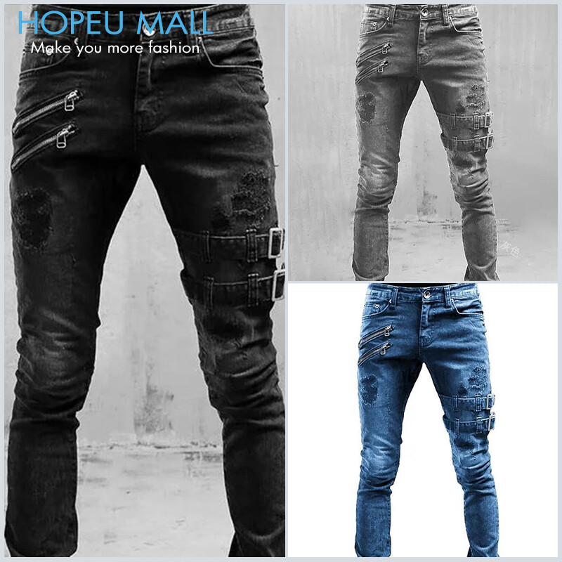 Quần Jean HOPEU Quần Denim Nam Quần Jins Dáng Ôm Phong Cách Mới Quần Đi Xe Máy Co Giãn Phong Cách Cho Nam Quần Dài Cho Nam