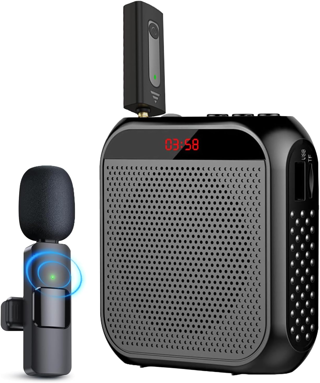 Wireless Voice Amplifier with Lavalier Microphone Portable Rechargeable Megaphone for Teachers Yoga Class Tour Guide and Personal Use