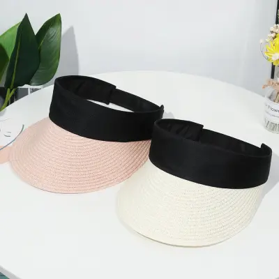 WEARXUNKANGDA Women Casual Foldable Wide Brim Sun Hat Straw Cap Beach Hat Visors (1)