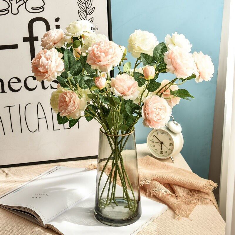 Peony artificial/fake flower dried flowers bouquet high-grade anti-real rose indoor living room decorations furnishings table flower