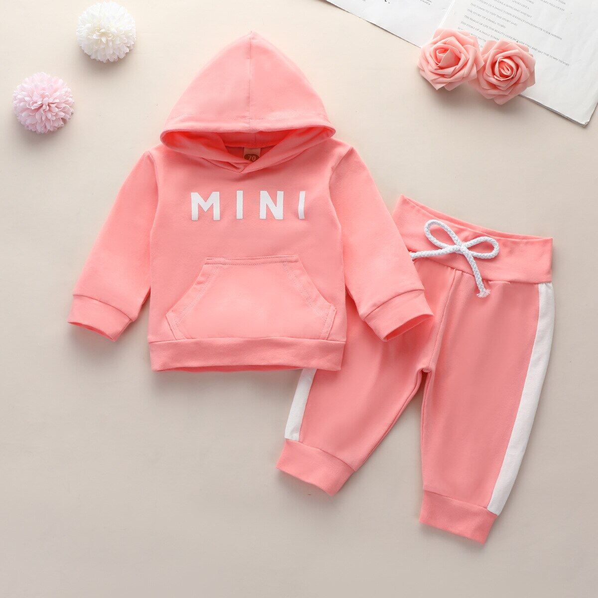 Thời Trang bé gái Bộ quần áo xuân thu Trẻ Sơ Sinh Cotton Bộ đồ thể thao áo khoác jacket có mũ + Quần 2Pcs bé gái mới sinh Bebes Tracksuit
