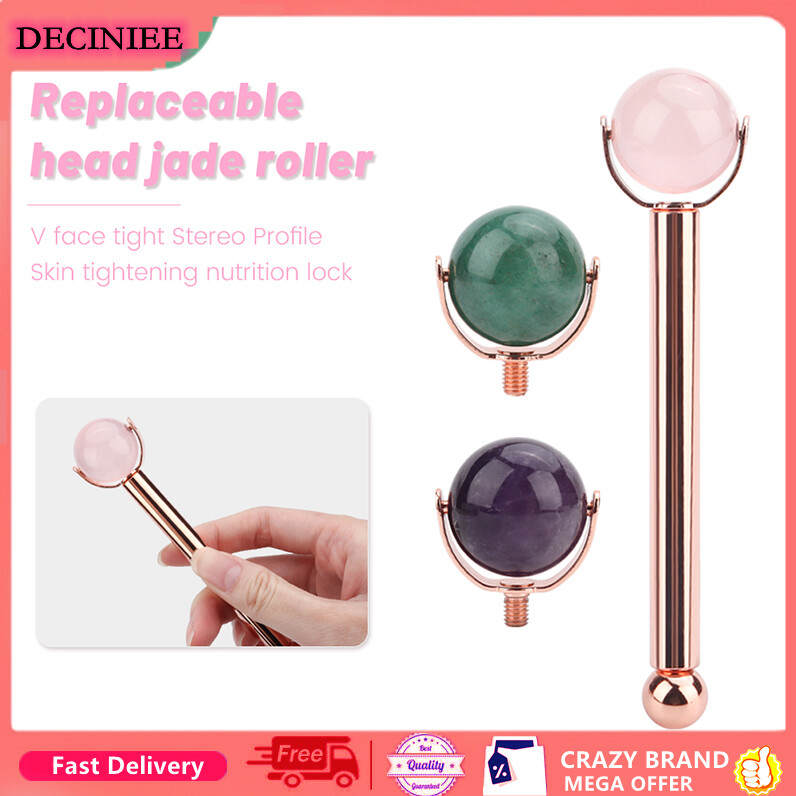Deciniee 3 trong 1 Lăn Da Ngọc mặt-lift Facial Eyes con lăn massage với đầu thay thế hoa hồng tự nhiên thạch anh Aventurine chăm sóc da