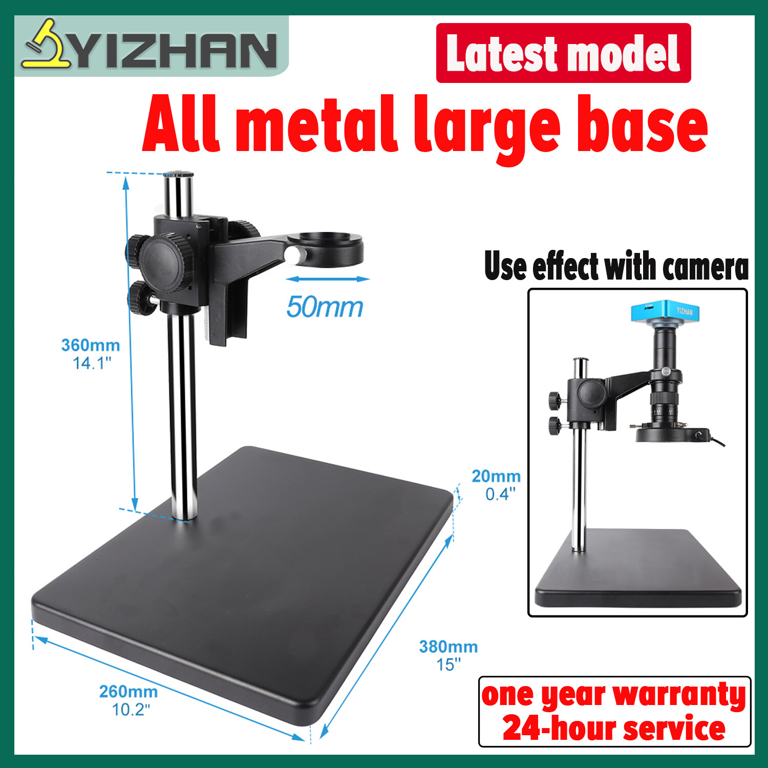 YIZHAN Industrial Microscope Adjustable Working Table Stand 50mm Diameter