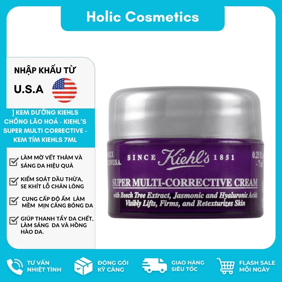 [Mẫu Mới 2021] Kem dưỡng Kiehls chống lão hoá - Kiehl’s Super Multi Corrective - Kem Tím Kiehls 7ml