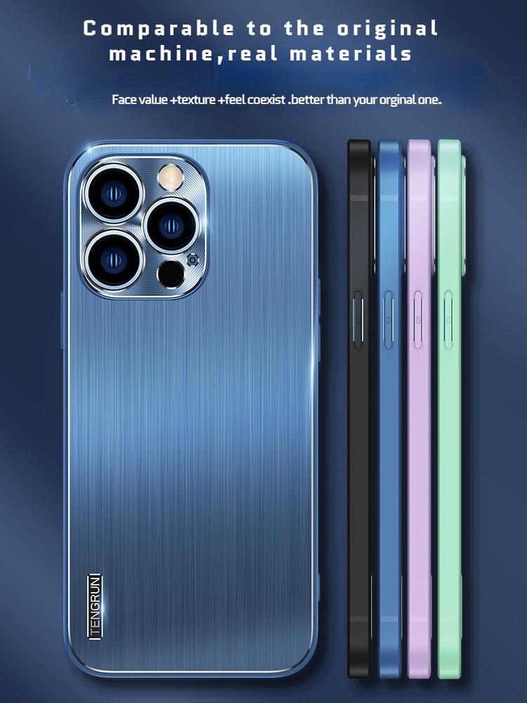 Ốp Điện Thoại Nhôm Siêu Mỏng Sang Trọng Cho iPhone 13 12 11 Pro Max Ốp Lưng Kim Loại Ốp Bảo Vệ Ống Kính Chống Va Đập TPU Mềm