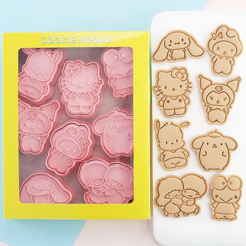 Khuôn Cắt Bánh Quy Hình Sanrio 8 Cái/bộ Khuôn Làm Bánh Tự Làm Hellokitty Hoạt Hình Khuôn Dập Bánh Quy Khuôn Dập Nổi Bánh Ngọt Đường