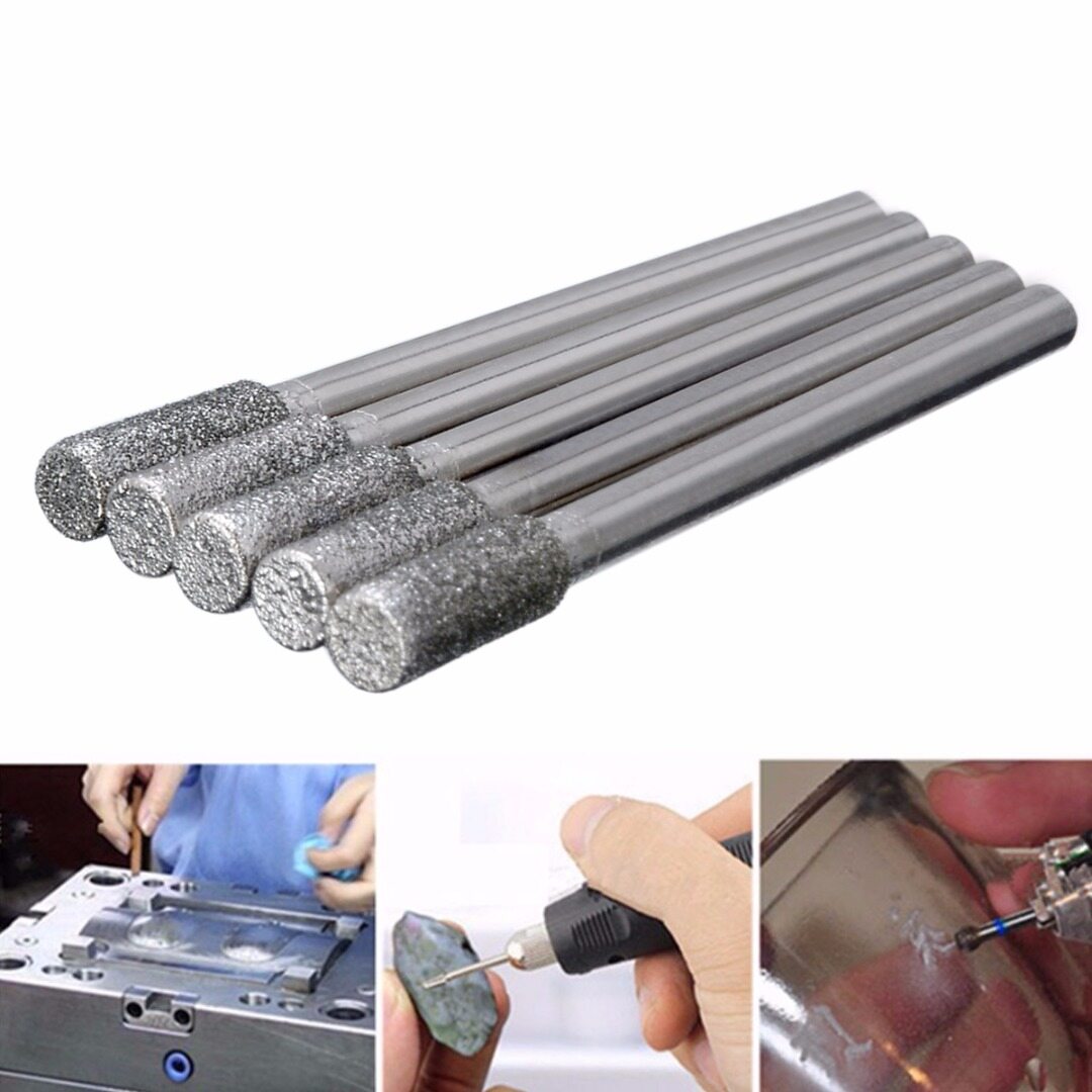Bokali , 5 chiếc mũi khoan mài kim cương mới đường kính mài 4mm, cho dụng cụ quay