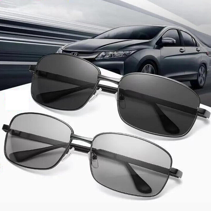 Kính Râm Phân Cực Thông Minh, Kính Mát Lái Xe Vuông Cho Nam, Câu Cá Chống UV Retro Kính Kính Râm Vuông Kim Loại Cổ Điển Hoài Cổ