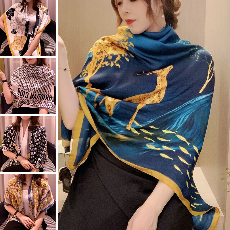 43 × 43 inch khăn lụa khăn choàng lớn cho nữ khăn choàng in hoa khăn vuông khăn vuông thương hiệu sang trọng, wj1014-1-01 khăn vuông cho nữ